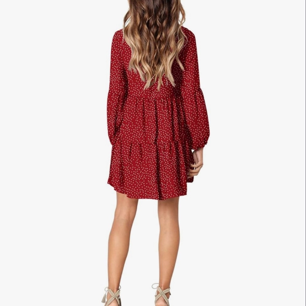 Long Sleeve V Neck Tunic Dress - Medium - Picture 2 of 8